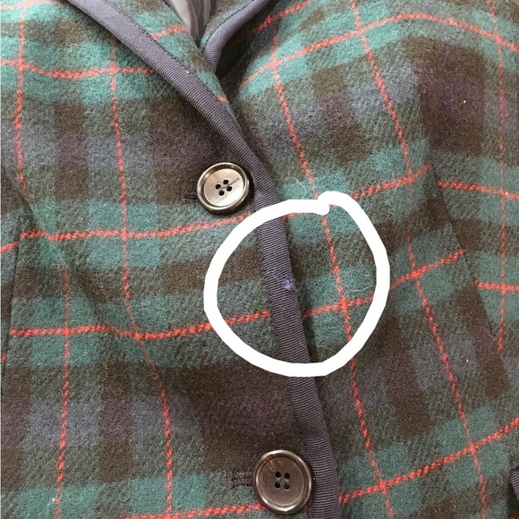 talbots single breasted blazer plaid tartan green navy new size 8P - Picture 7 of 9